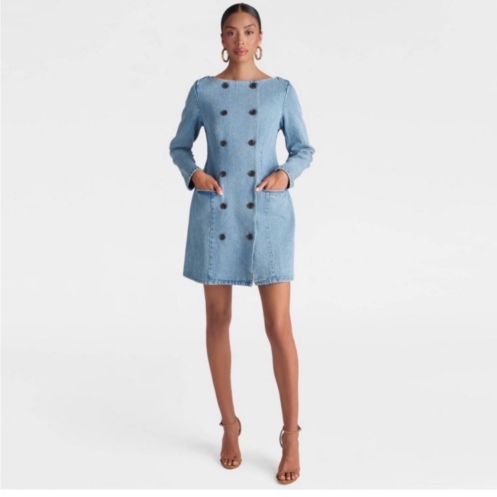 KBB by KAHLANA Women's 'The Tuxedo Mini Dress' in Vintage Wash NWT SIZE 14